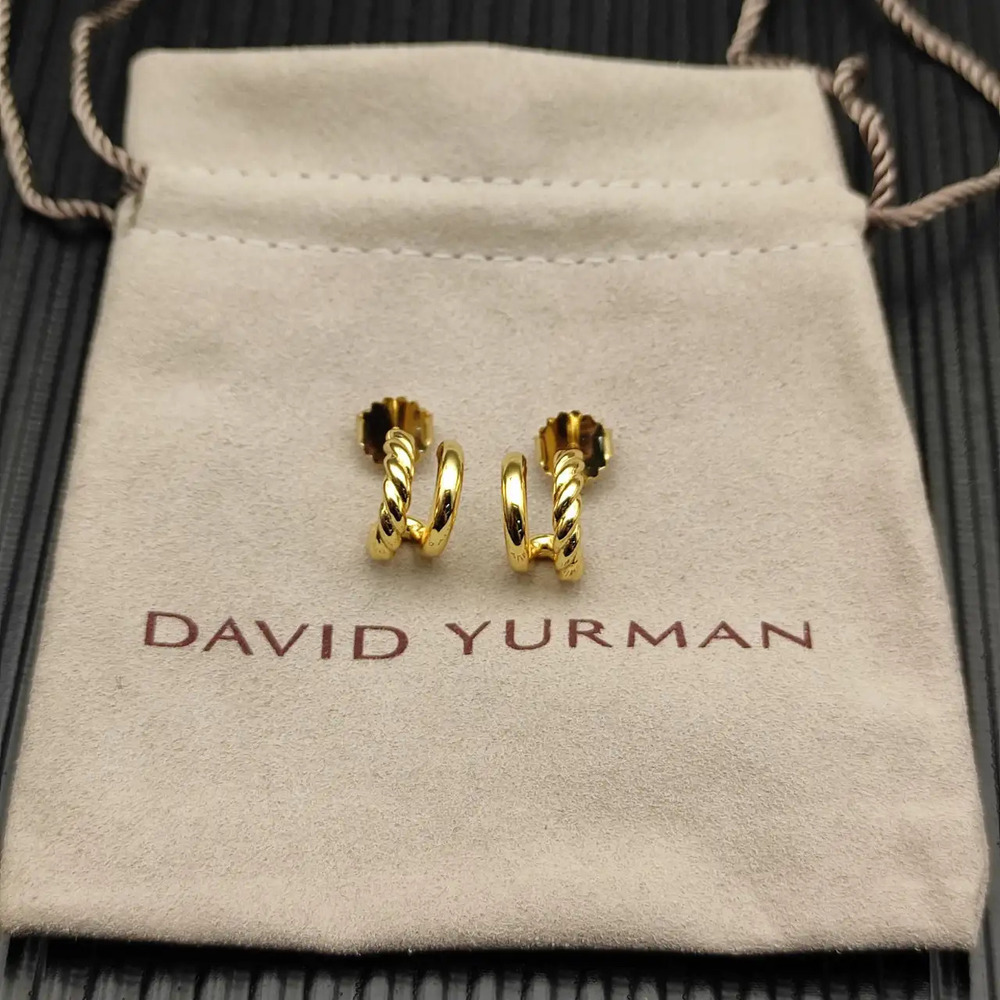 David Yurman Gold Double Hoop Embrace Earrings